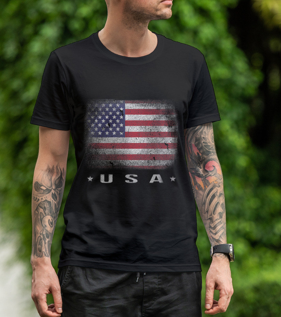 American Flag USA Red White Blue Patriot Pride 4th July T-Shirt