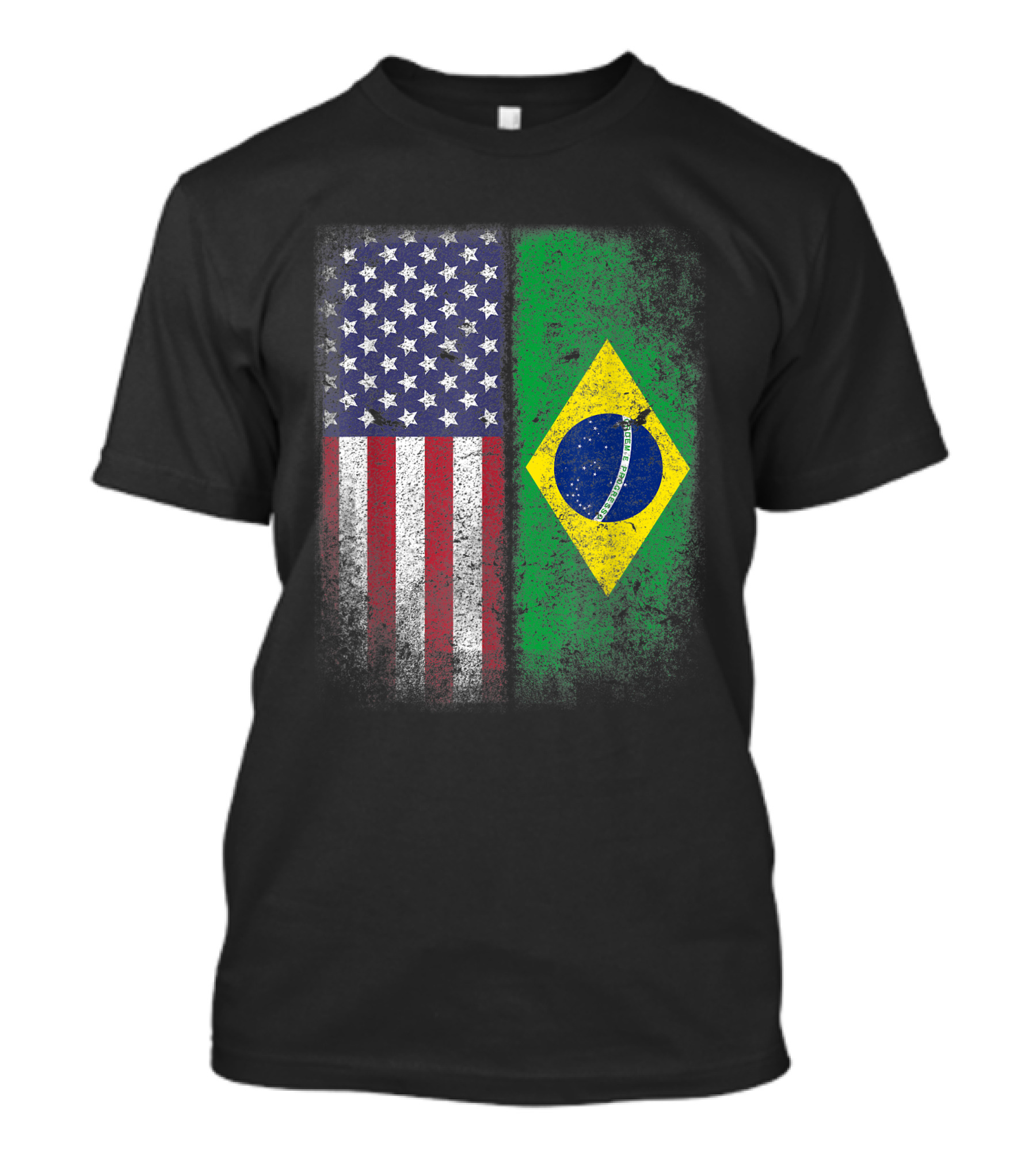 Brazil USA Flag Grunge Style Brazilian American Bandeira Do Brasil T-Shirt