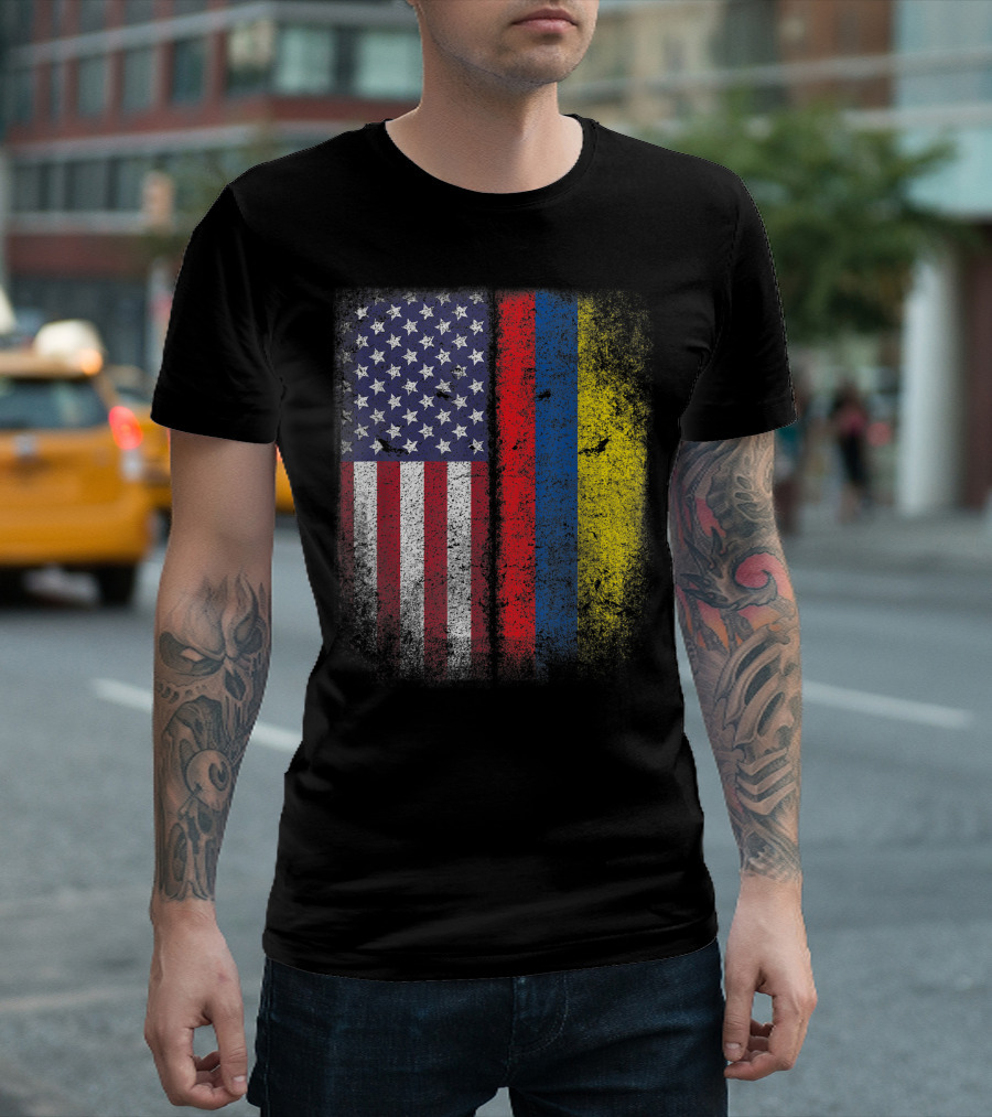 Colombian Roots American Grown USA Colombia Flag America T-Shirt