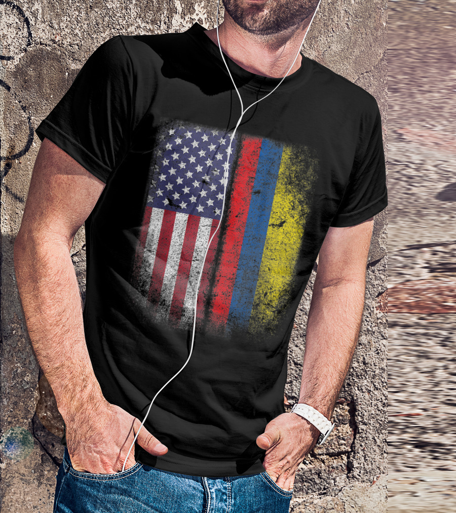 Colombian Roots American Grown USA Colombia Flag America T-Shirt