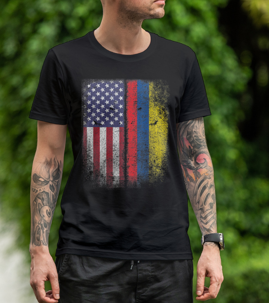 Colombian Roots American Grown USA Colombia Flag America T-Shirt