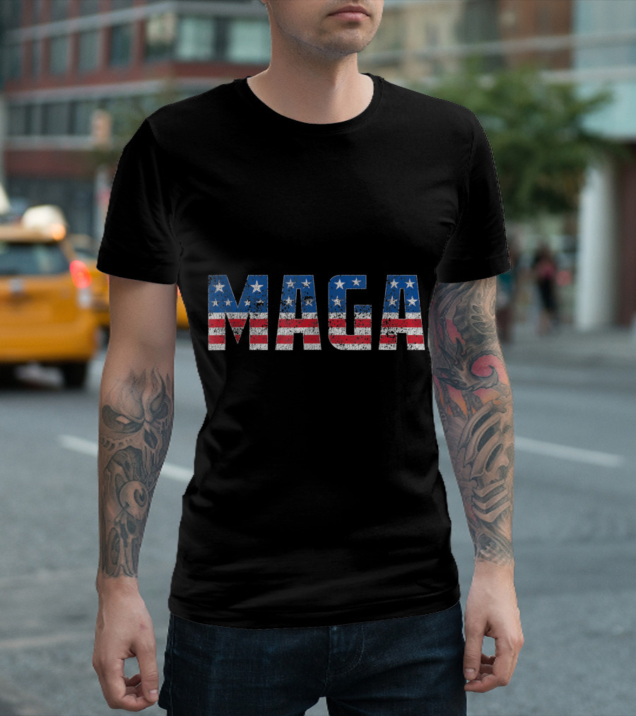 Maga American Flag Red White Blue Stars Patriotic 4Th Of July T-Shirt