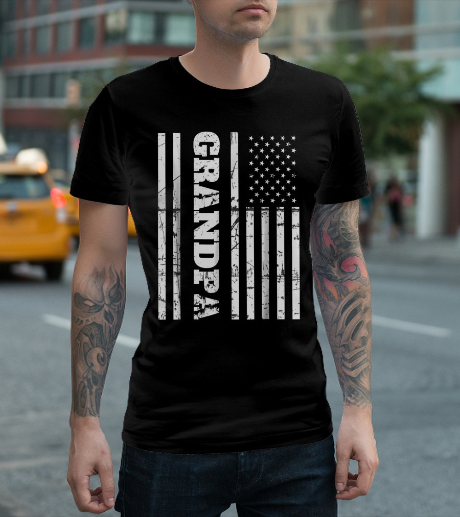 Vintage American Flag Patriotic Grandpa T-Shirt