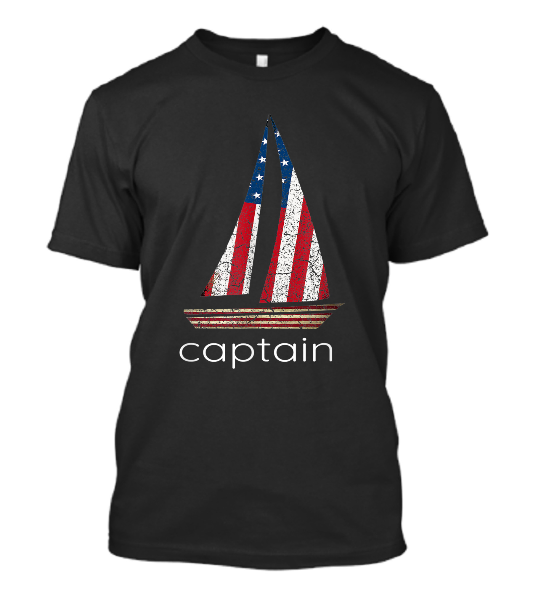 Captain Flag Sailing Two Sided American Patriotic Sailboat T-Shirt