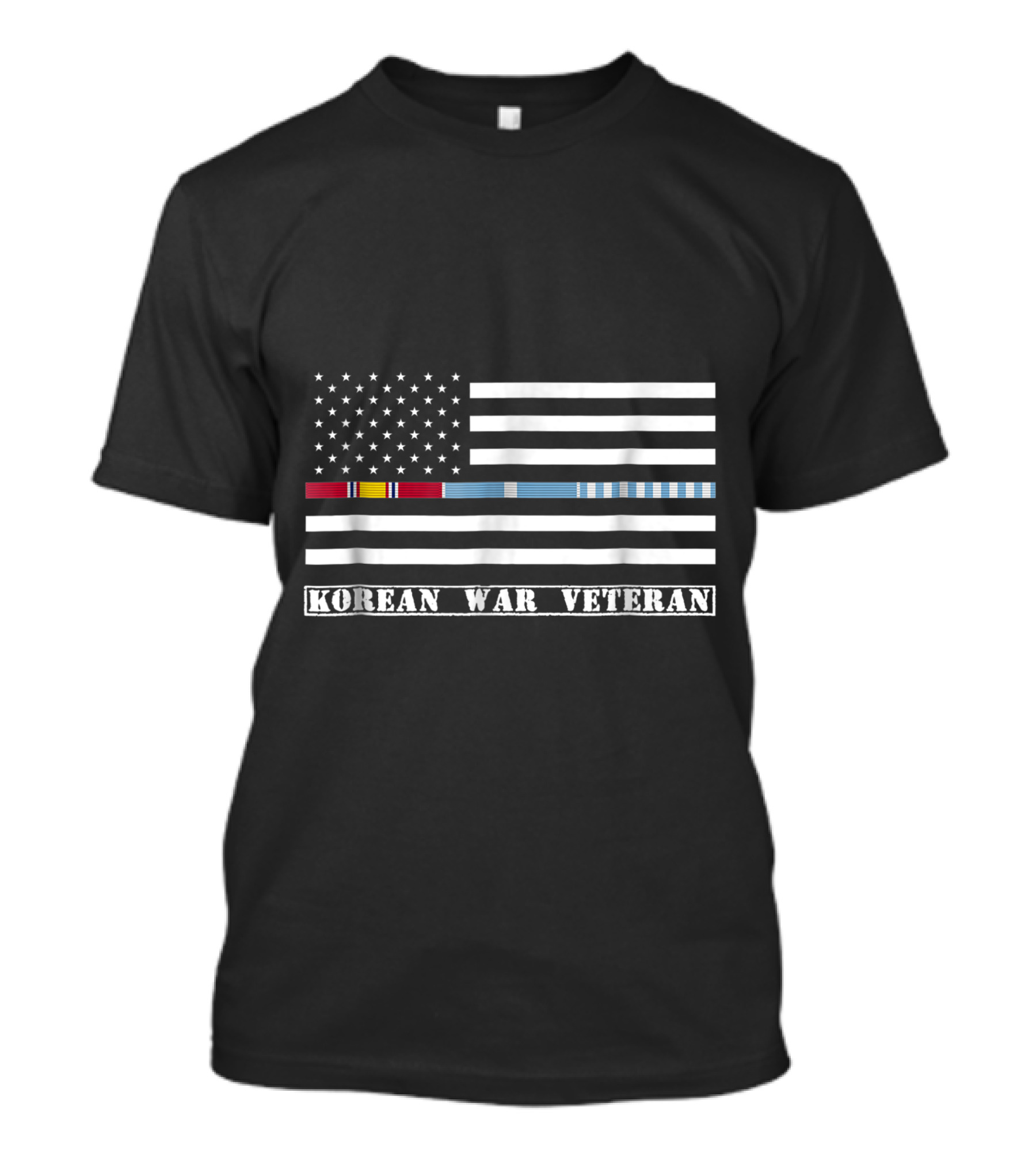 Korean War Veteran American Flag With Service Ribbon Pride T-Shirt