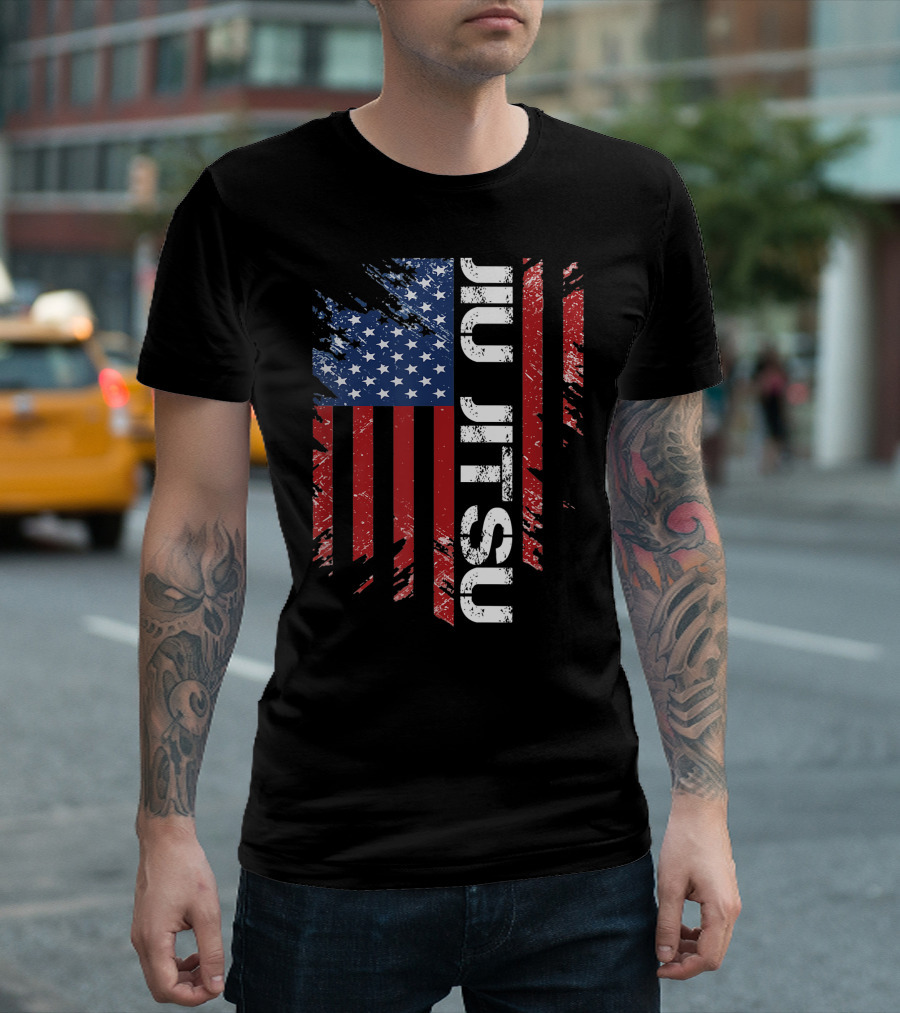 Jiu Jitsu Vintage American USA Flag Brazilian Belts T-Shirt