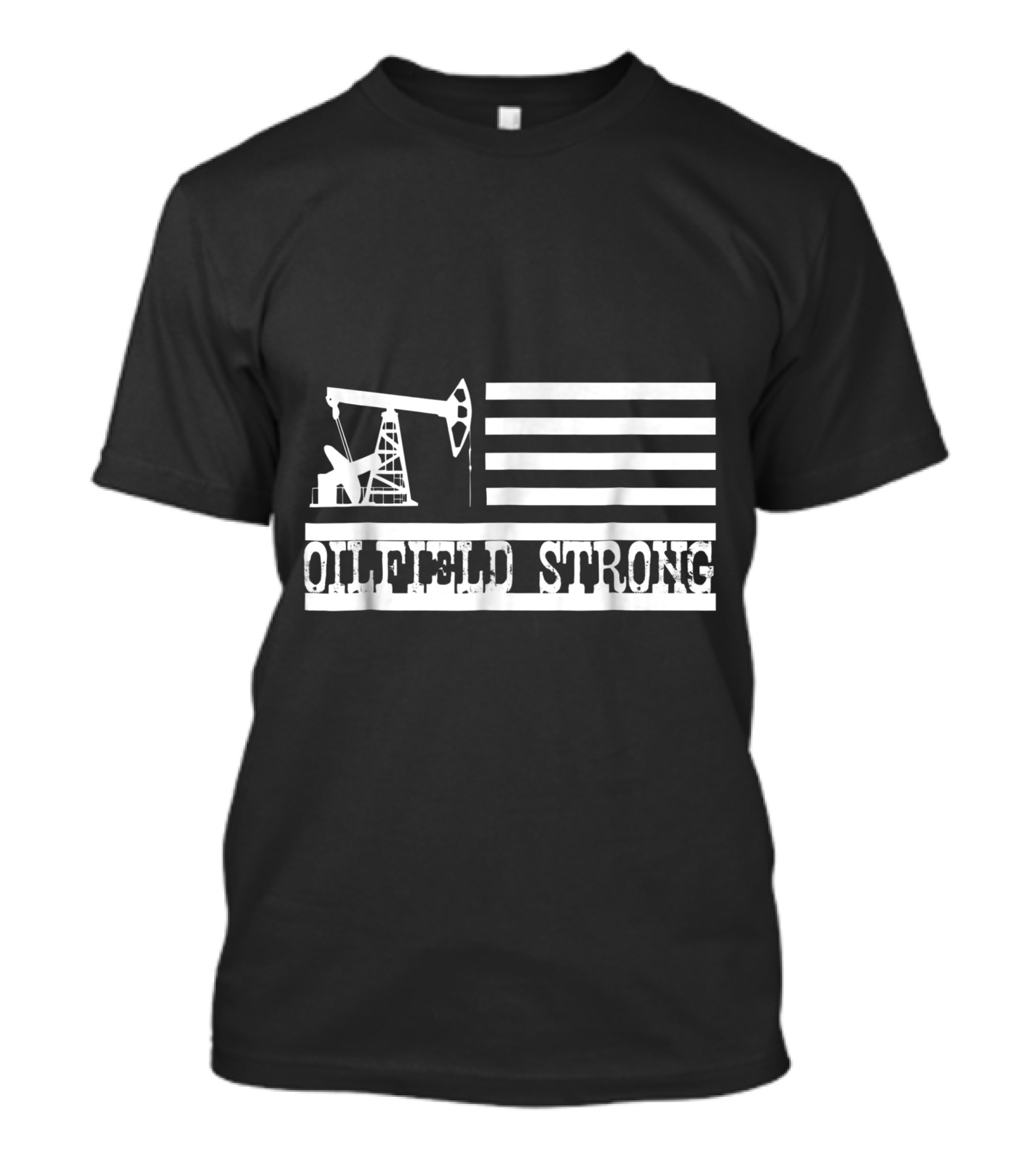 Oilfield Strong American Flag Pump Jack Patriotic T-Shirt
