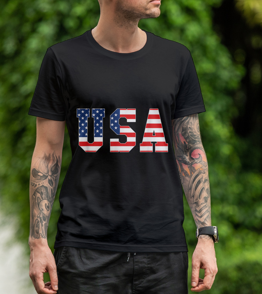 USA Patriotic American Flag 4th Of July Parade BBQ T-Shirt