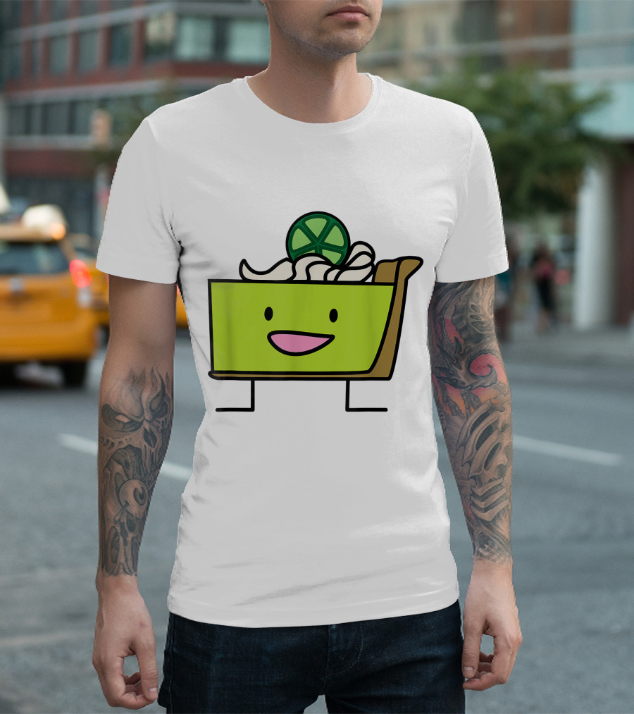Key Lime Pie Slice With Graham Crust And Whipped Cream Face T-Shirt