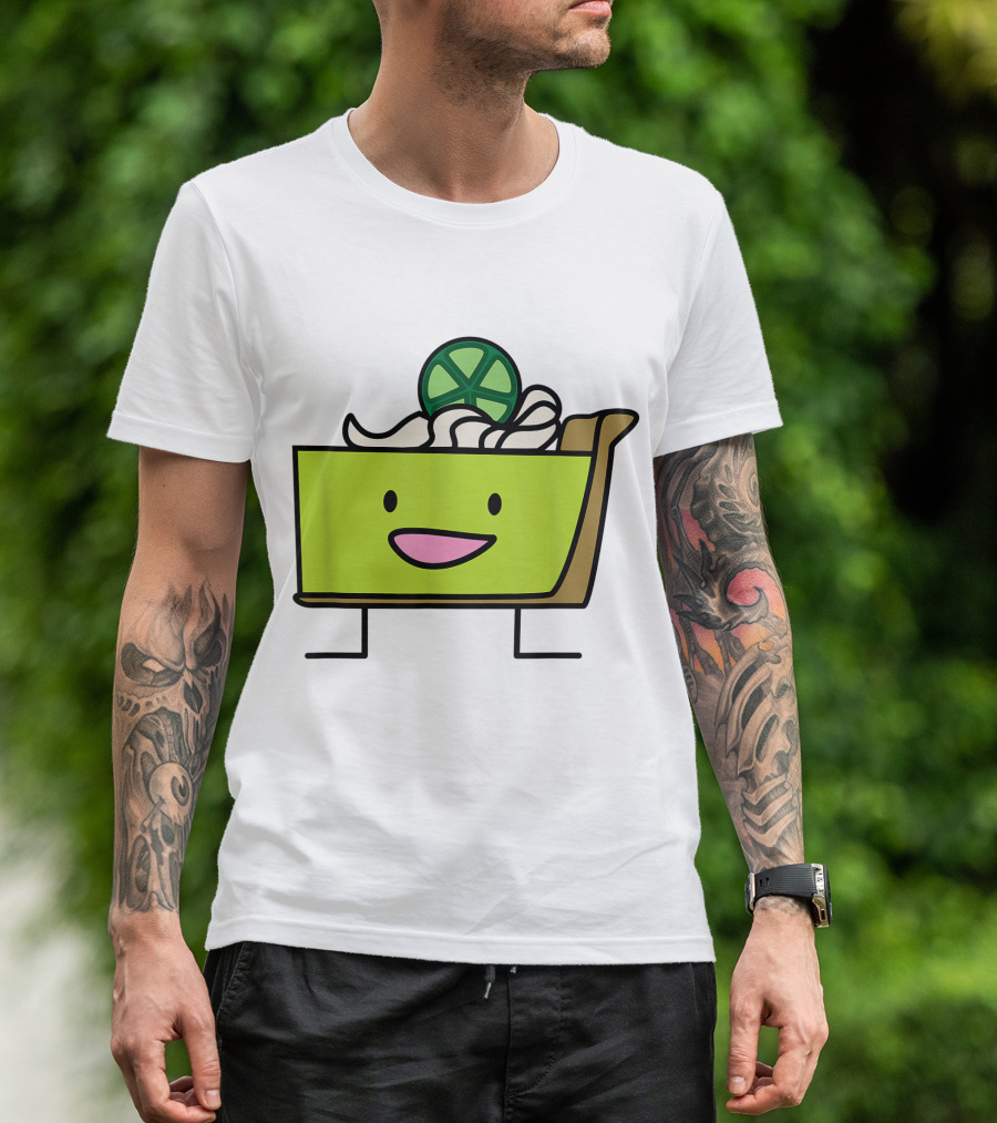 Key Lime Pie Slice With Graham Crust And Whipped Cream Face T-Shirt
