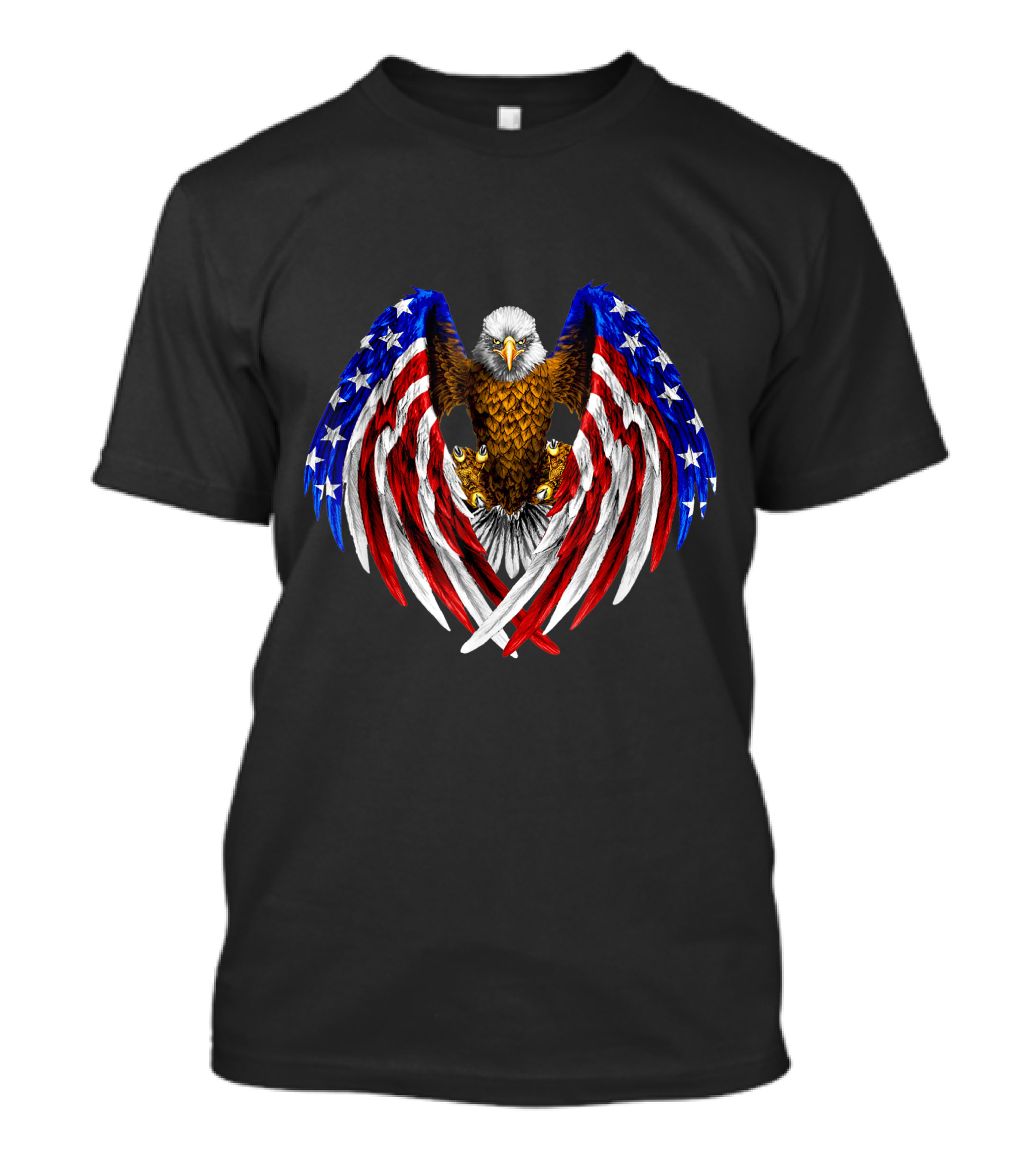 American Bald Eagle With Stars And Stripes Wing Spread In Red White And Blue T-Shirt