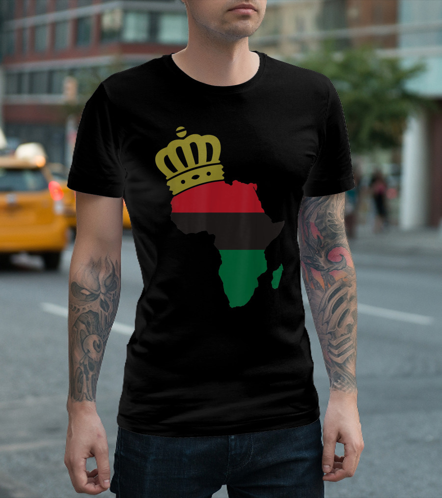 African American Pride Pan-African Flag Crown Map T-Shirt