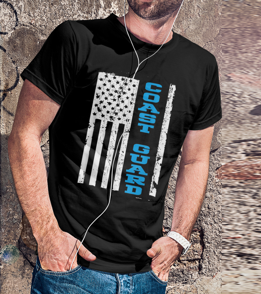Coast Guard Thin Blue Line American Flag T-Shirt