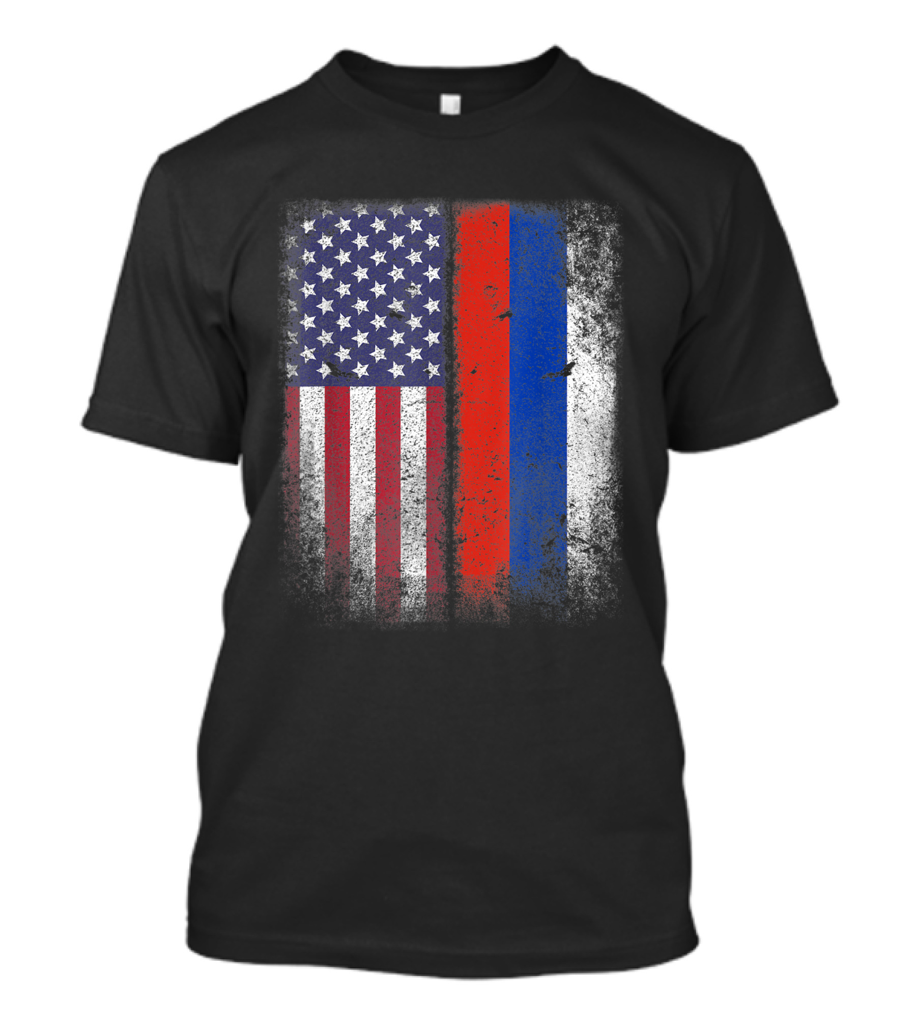 Russian American Flag USA Russia America Flags Grunge T-Shirt