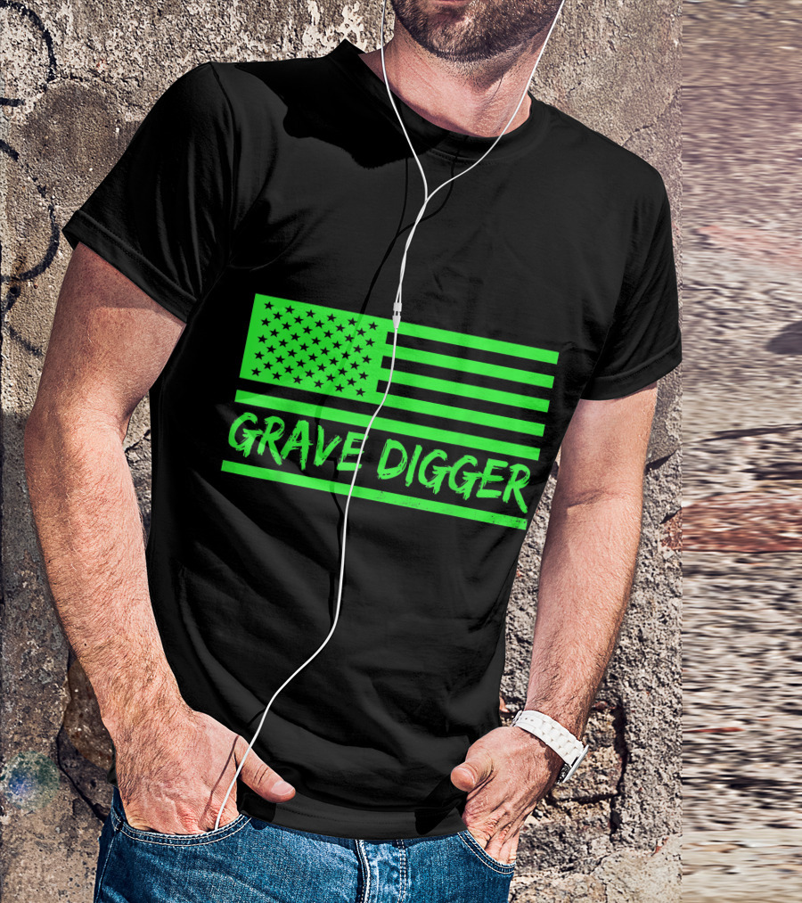 Grave Digger Monster Truck American Flag Racing USA T-Shirt
