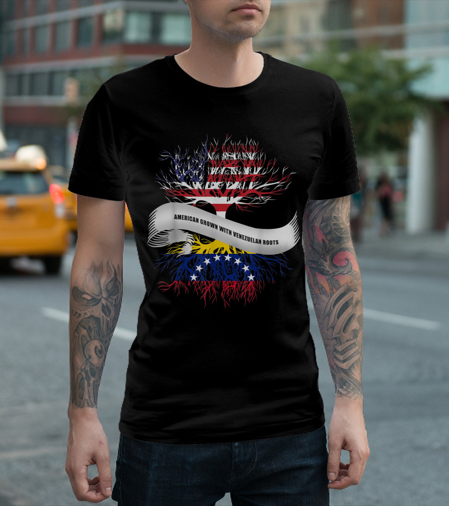 American Grown With Venezuelan Roots Tree Flag T-Shirt