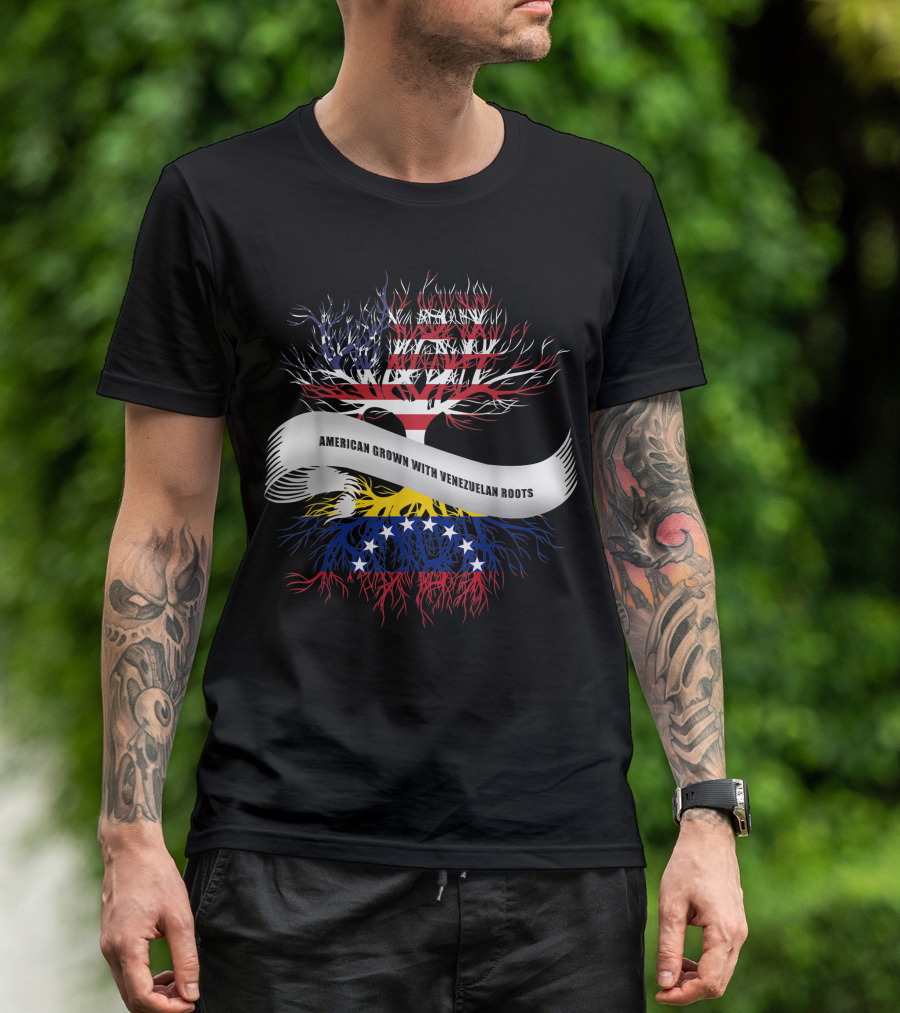 American Grown With Venezuelan Roots Tree Flag T-Shirt