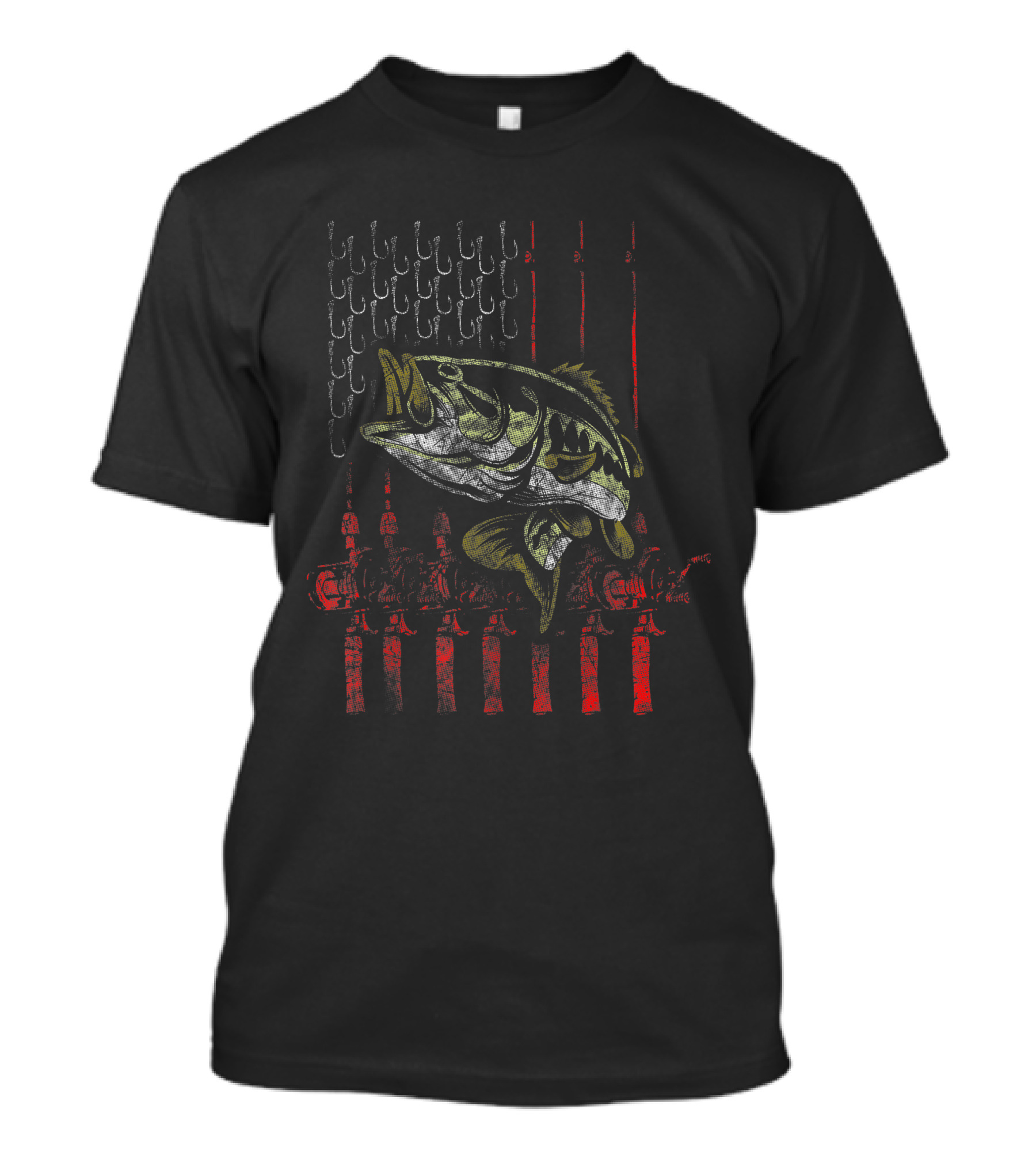 American Flag Bass Fishing Hooks And Reels T-Shirt