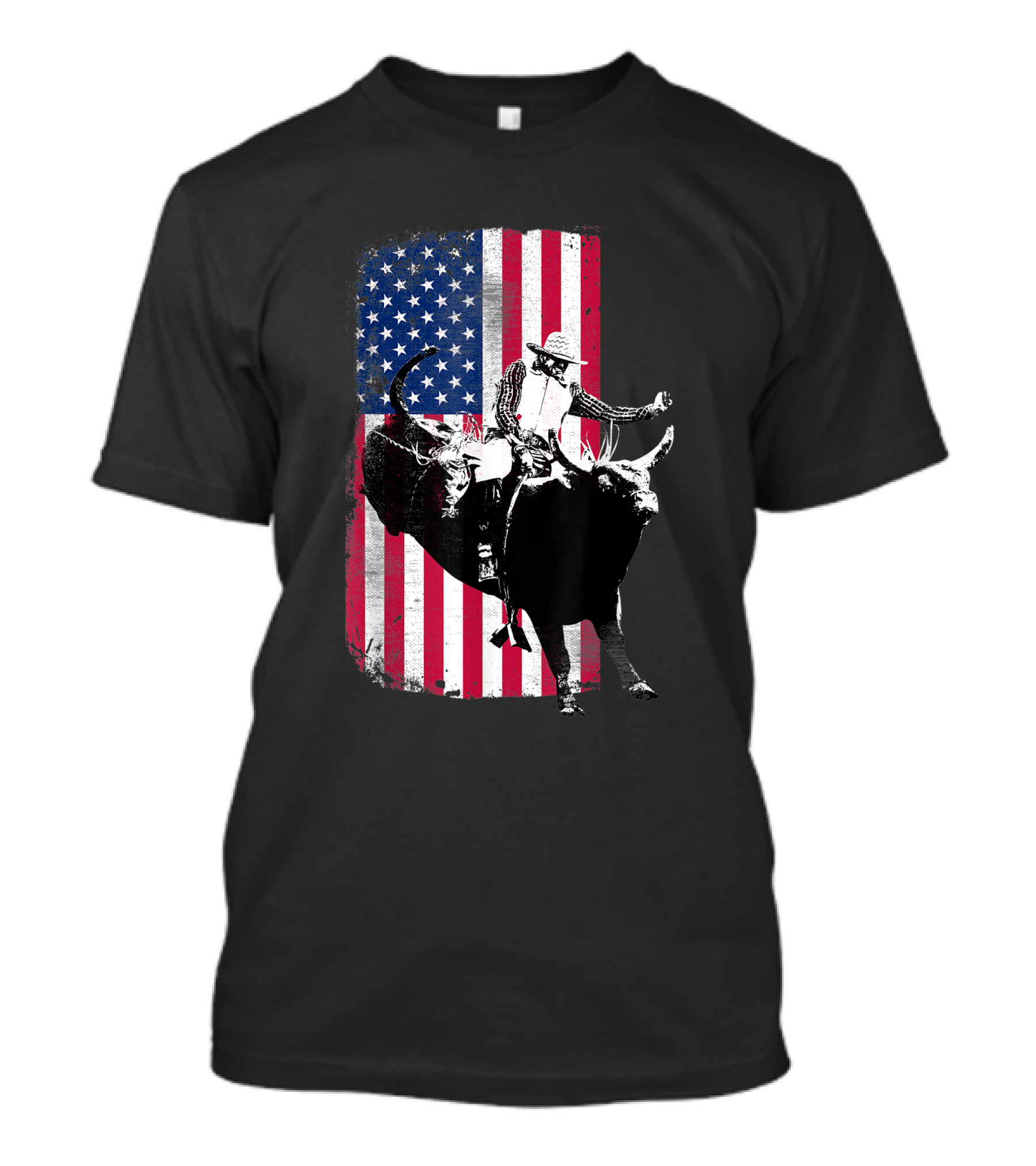 Patriotic American Flag Rodeo Bull Rider Cowboy T-Shirt