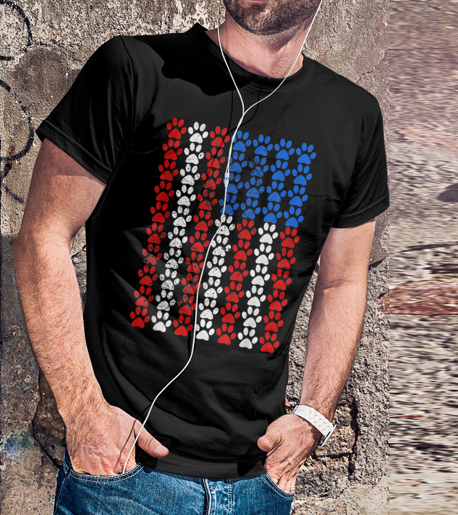 American Flag Dog Paw Patriotic Pride Paws T-Shirt