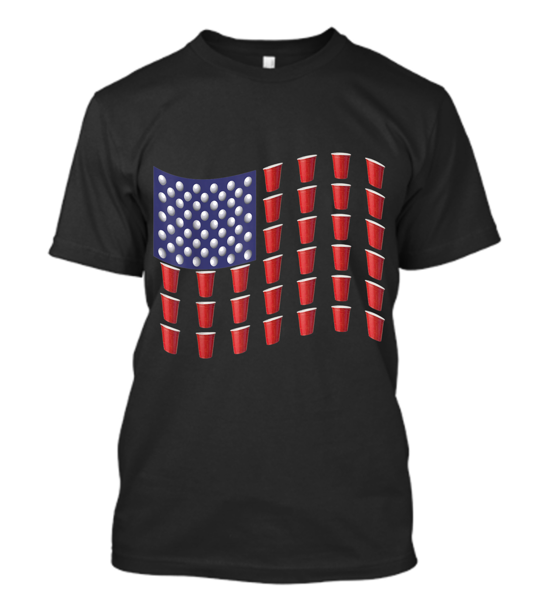 Beer Pong Red Cup American Flag USA July T-Shirt