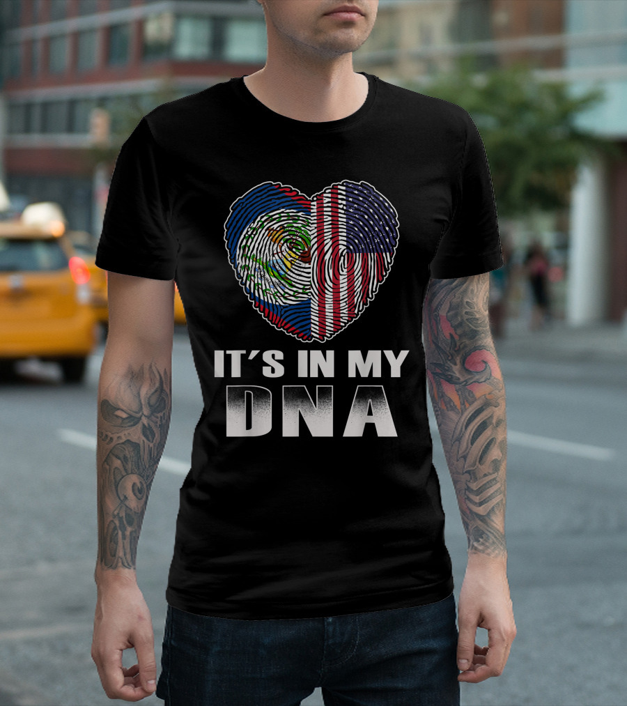 It's In My DNA Heart Belizean American Flag T-Shirt