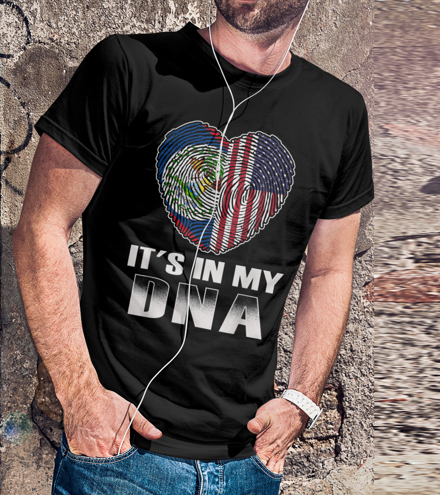 It's In My DNA Heart Belizean American Flag T-Shirt