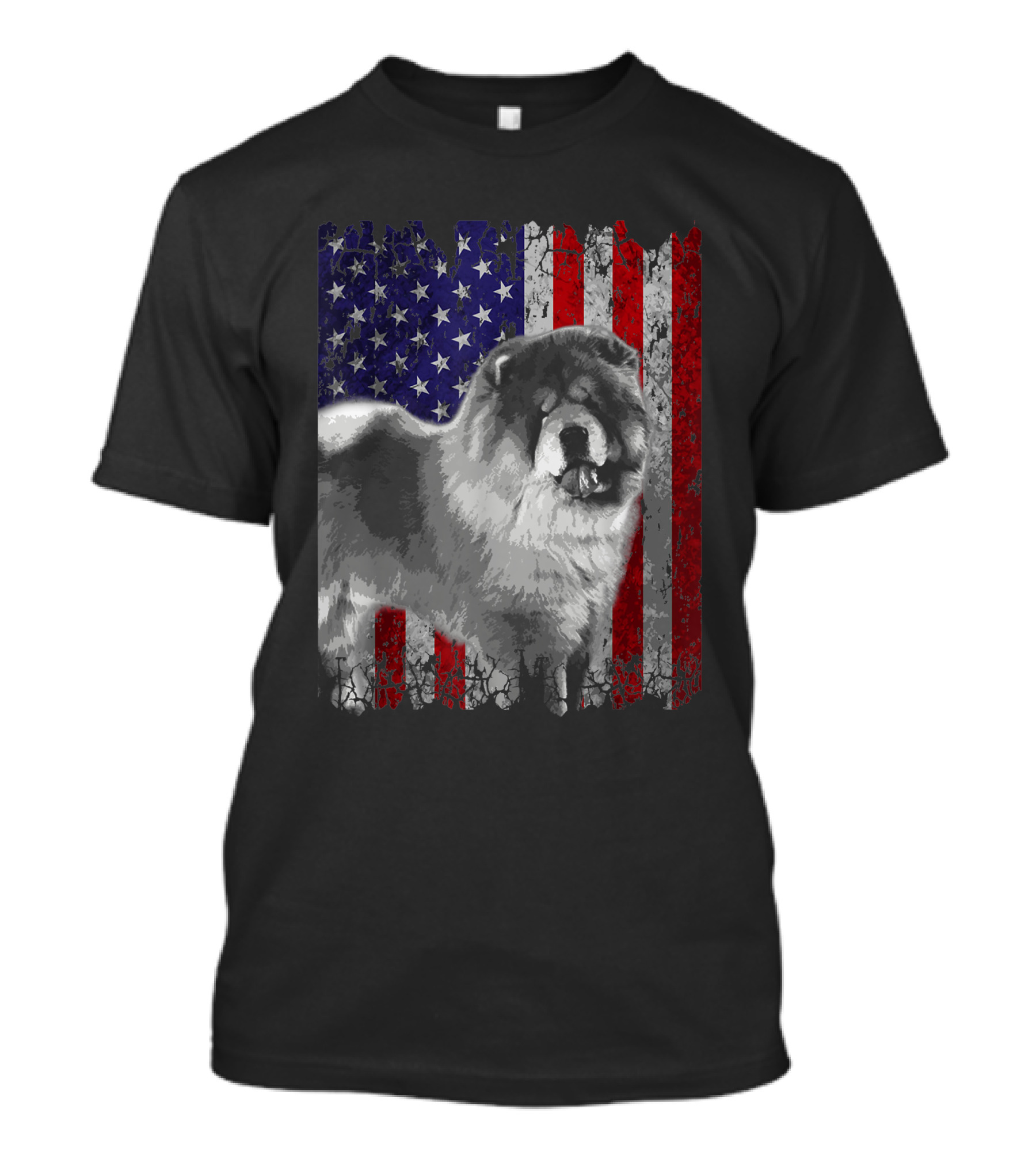 Chow Chow With American Flag Background Patriotic Dog T-Shirt