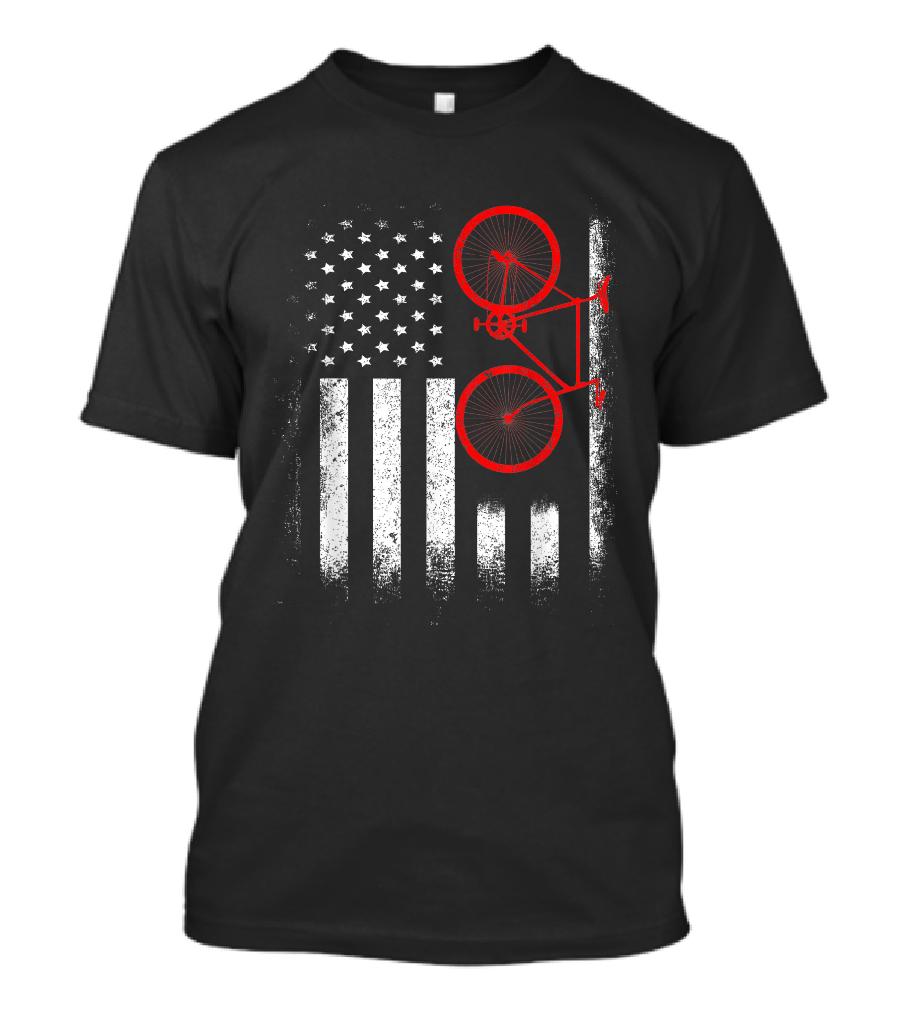 USA Flag Vintage Bicycle Cycling American Flag T-Shirt