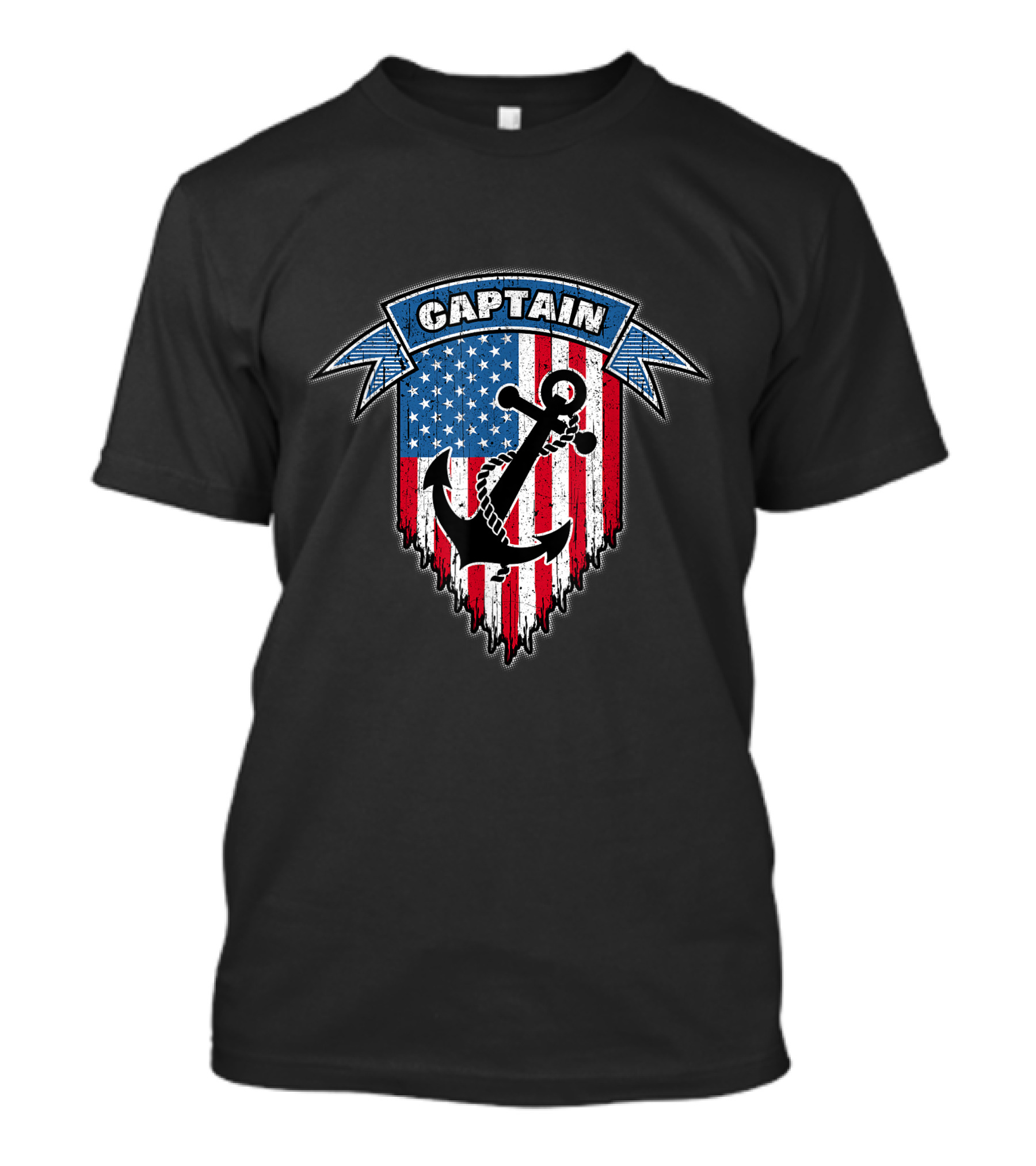 Captain Anchor With American Flag T-Shirt
