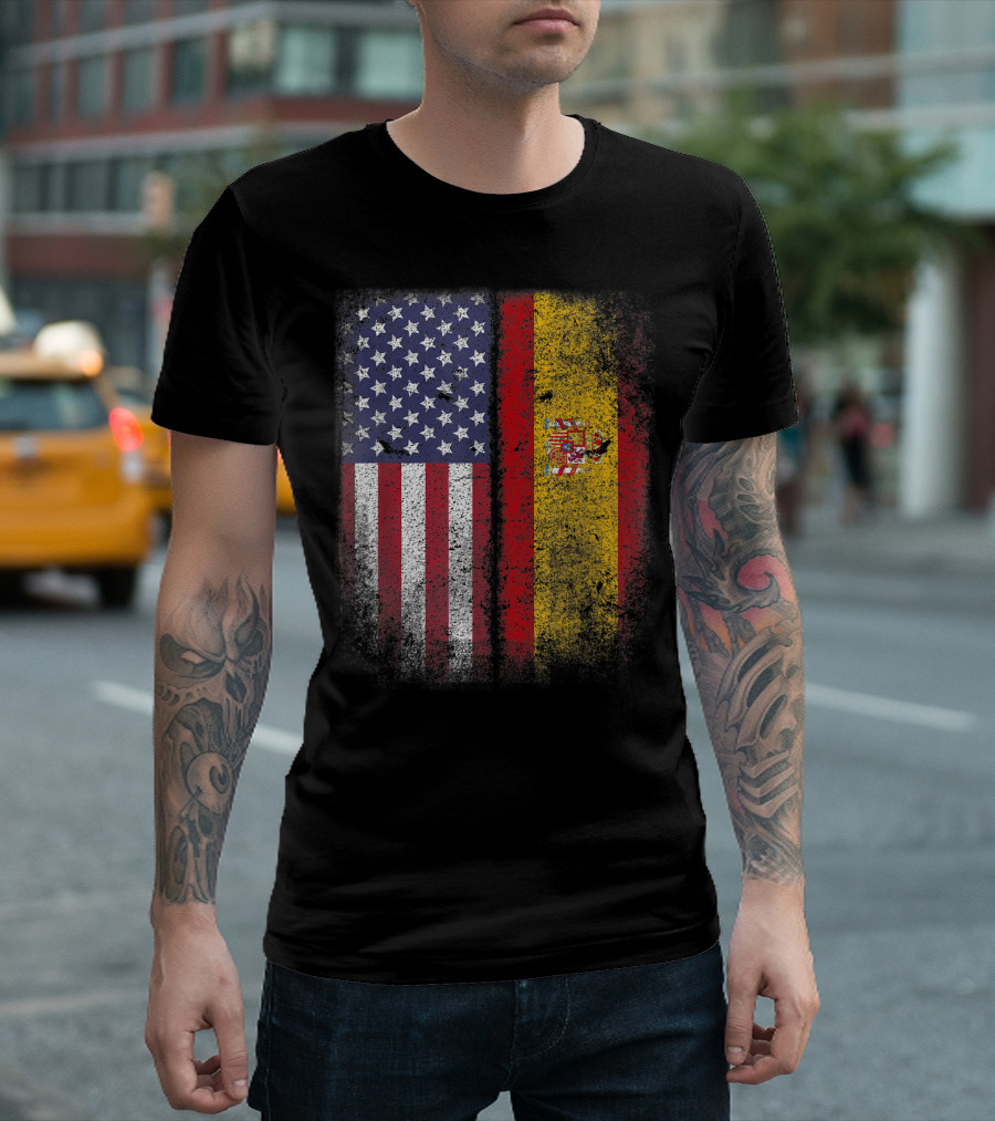 Spanish American Flag Spain USA Espana America Vintage Grunge T-Shirt
