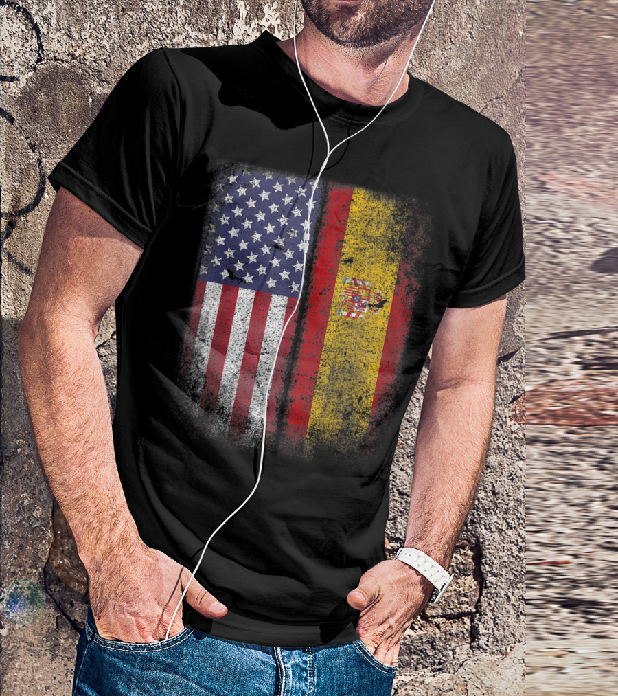 Spanish American Flag Spain USA Espana America Vintage Grunge T-Shirt