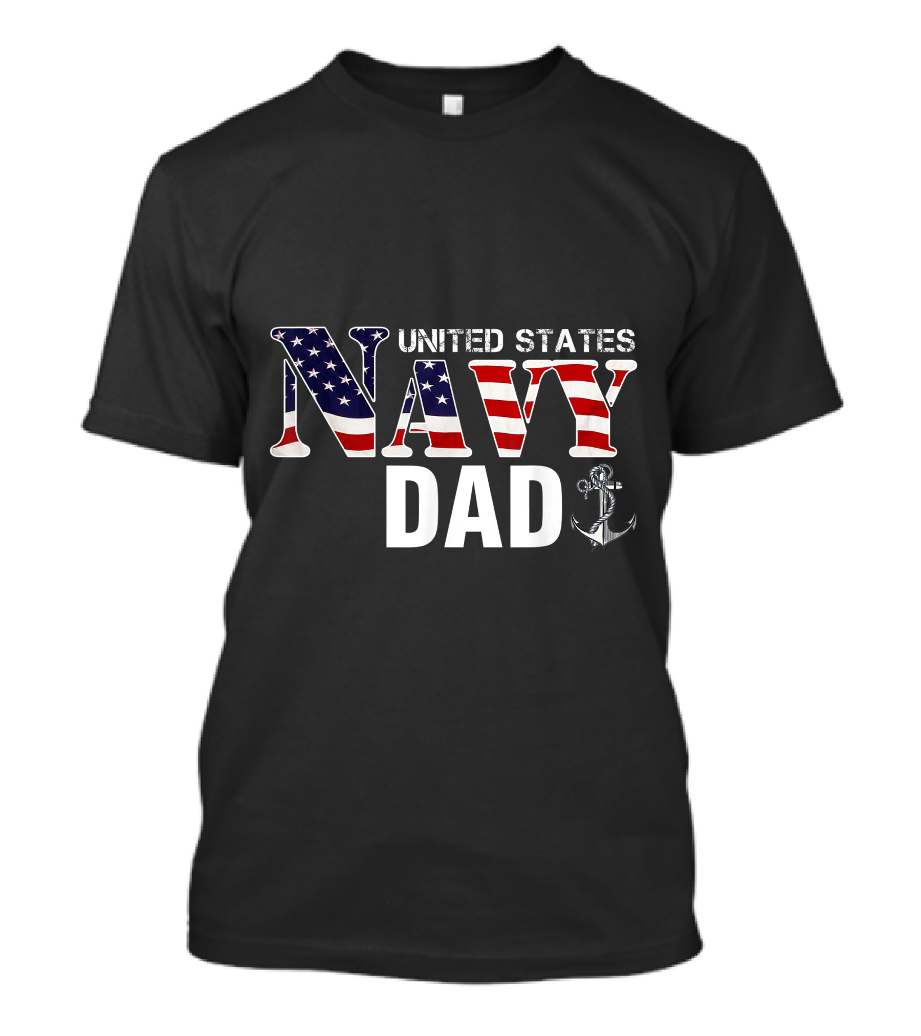 United States Navy Dad American Flag Veteran Anchor T-Shirt