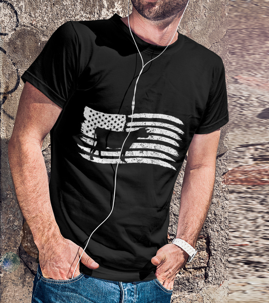 Vintage American Flag With Cow T-Shirt