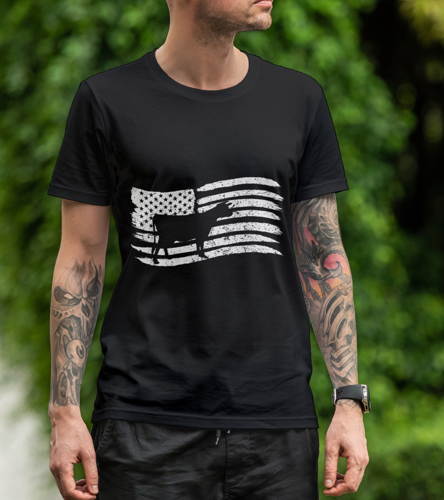 Vintage American Flag With Cow T-Shirt