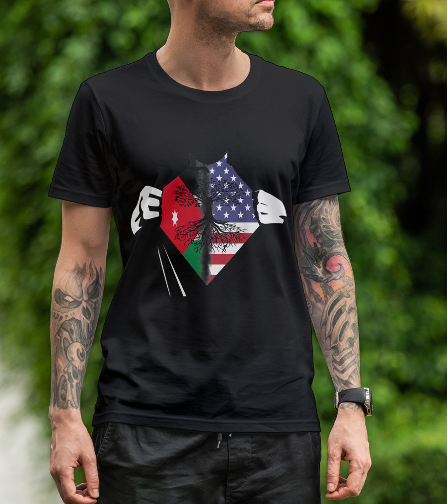 Super American Flag Jordanian Roots USA Jordan Roots T-Shirt