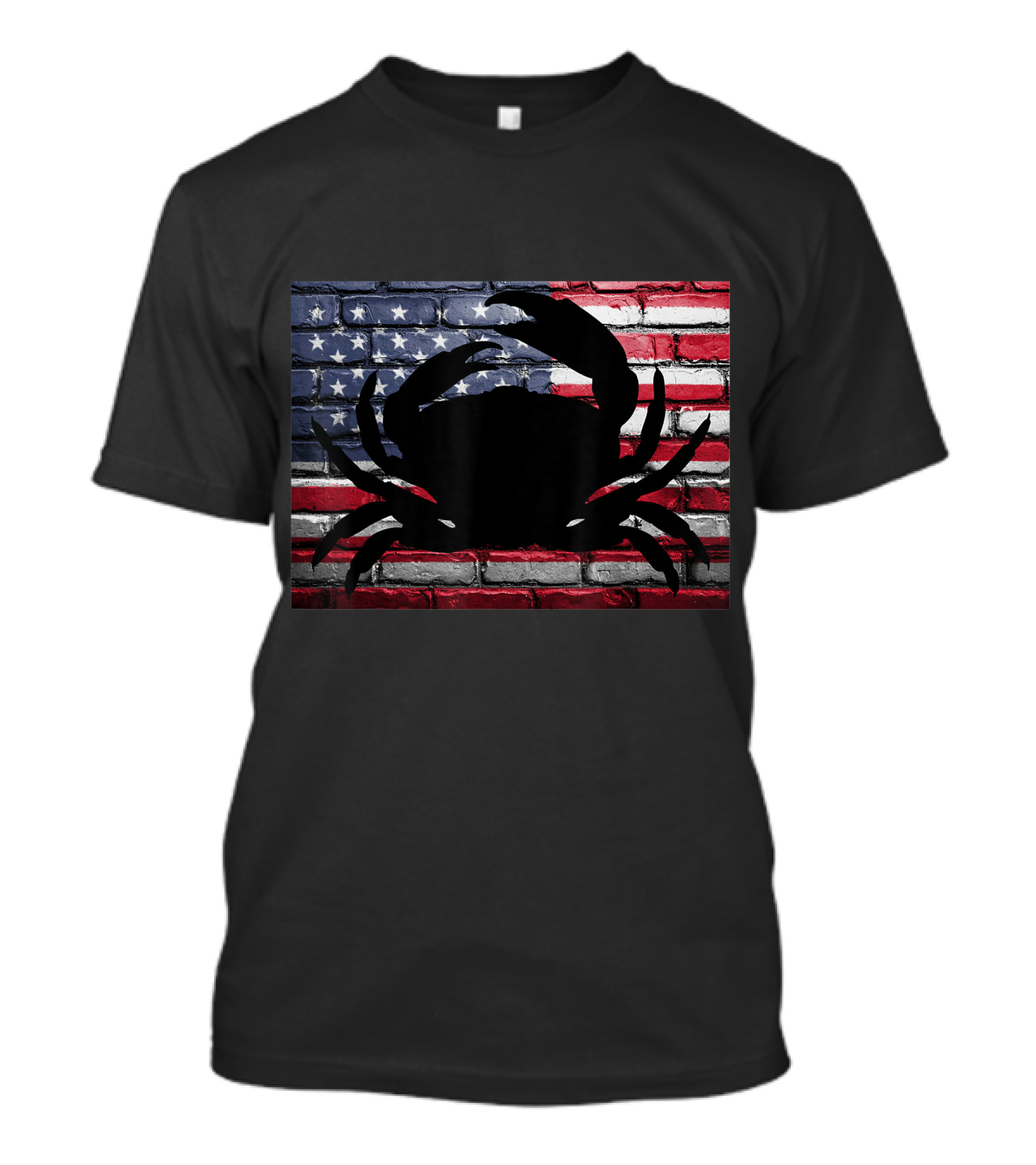 American Flag Crab Patriotic Crabbing Fishing T-Shirt