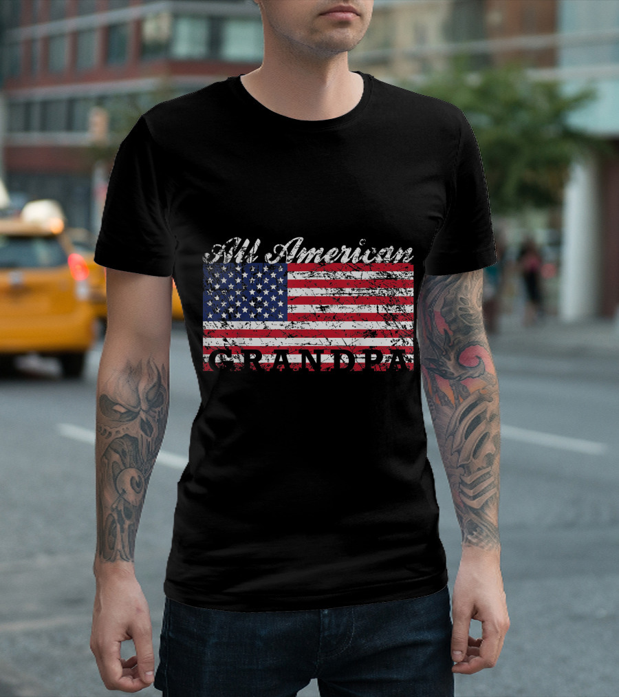 All American Grandpa American Flag Patriotic T-Shirt