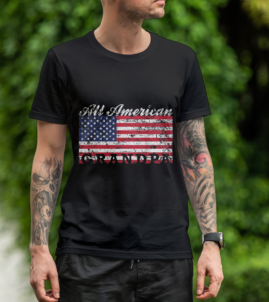 All American Grandpa American Flag Patriotic T-Shirt