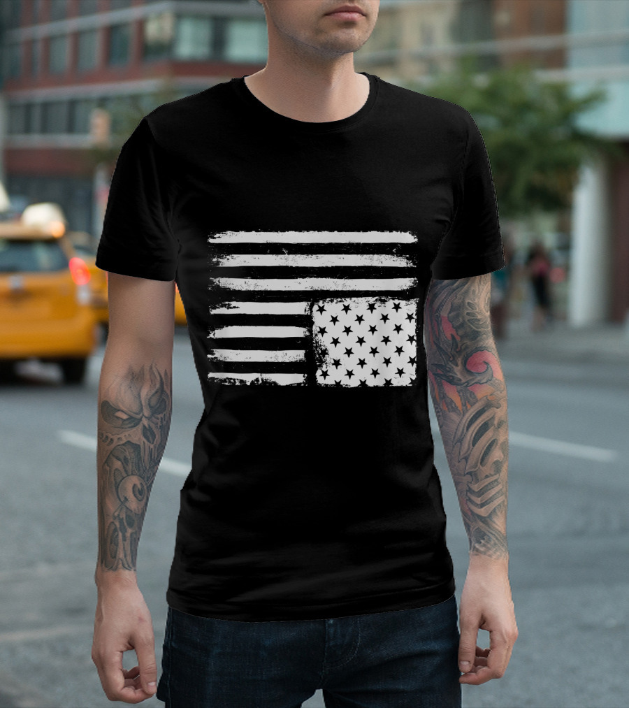 American Flag Distress Code Upside Down Vintage Look T-Shirt