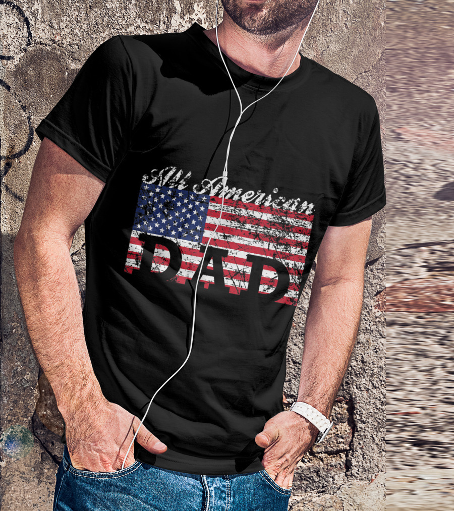All American Dad Grunge American Flag T-Shirt