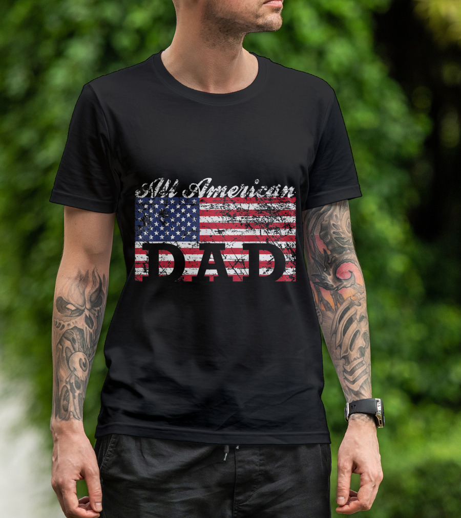 All American Dad Grunge American Flag T-Shirt