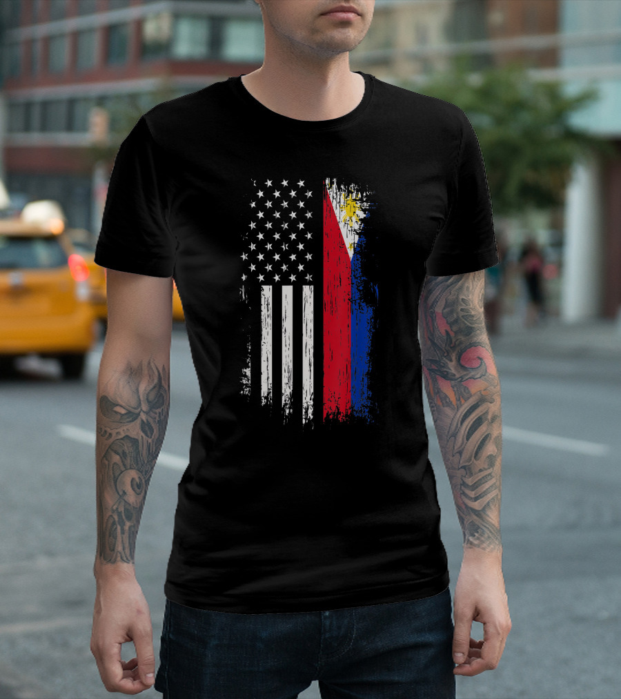 Filipino American Flag Pride USA Philippines T-Shirt