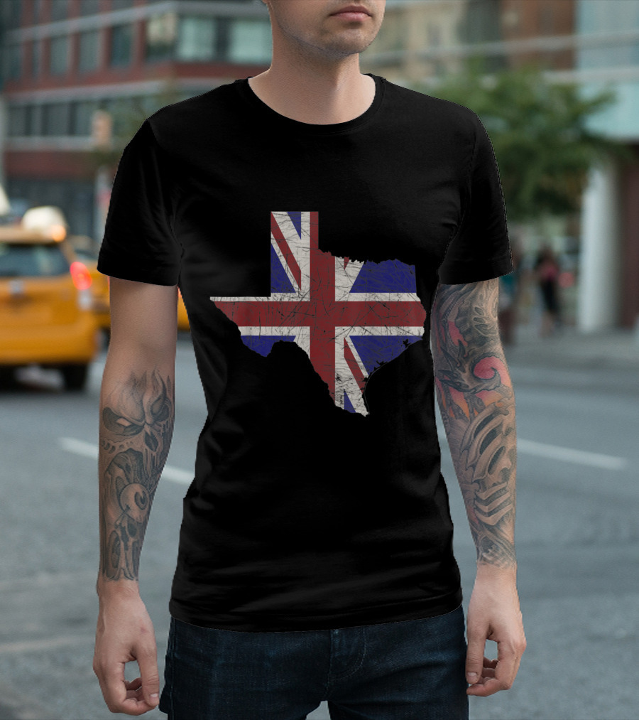 I Love UK Texas Loves England British American in TX Union Jack State T-Shirt
