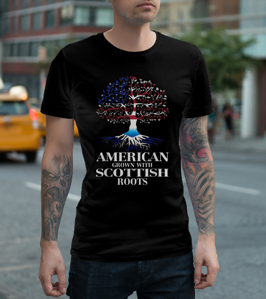 American Grown with Scottish Roots Tree T-Shirt