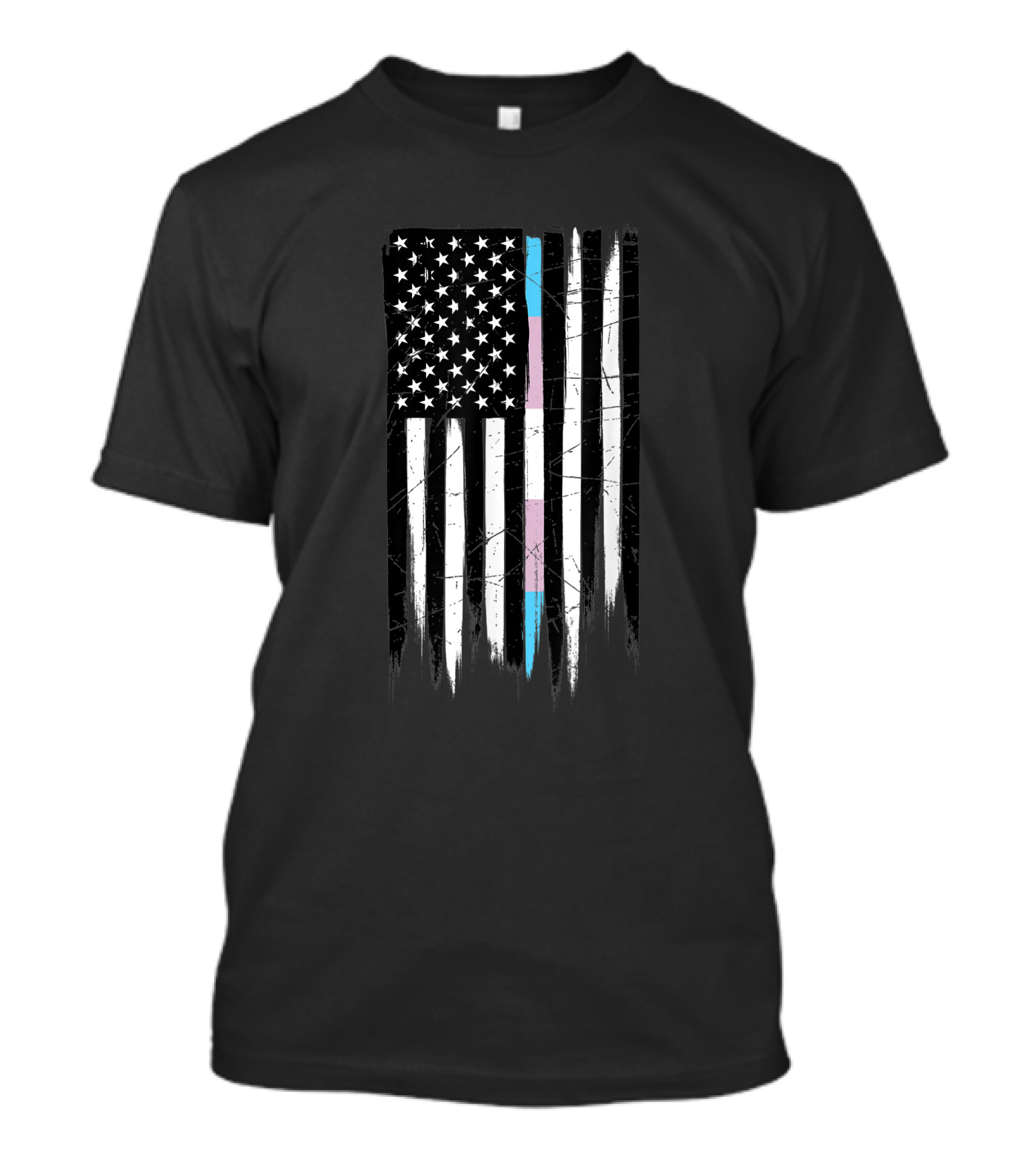 American Flag Transgender Pride Thin Line T-Shirt