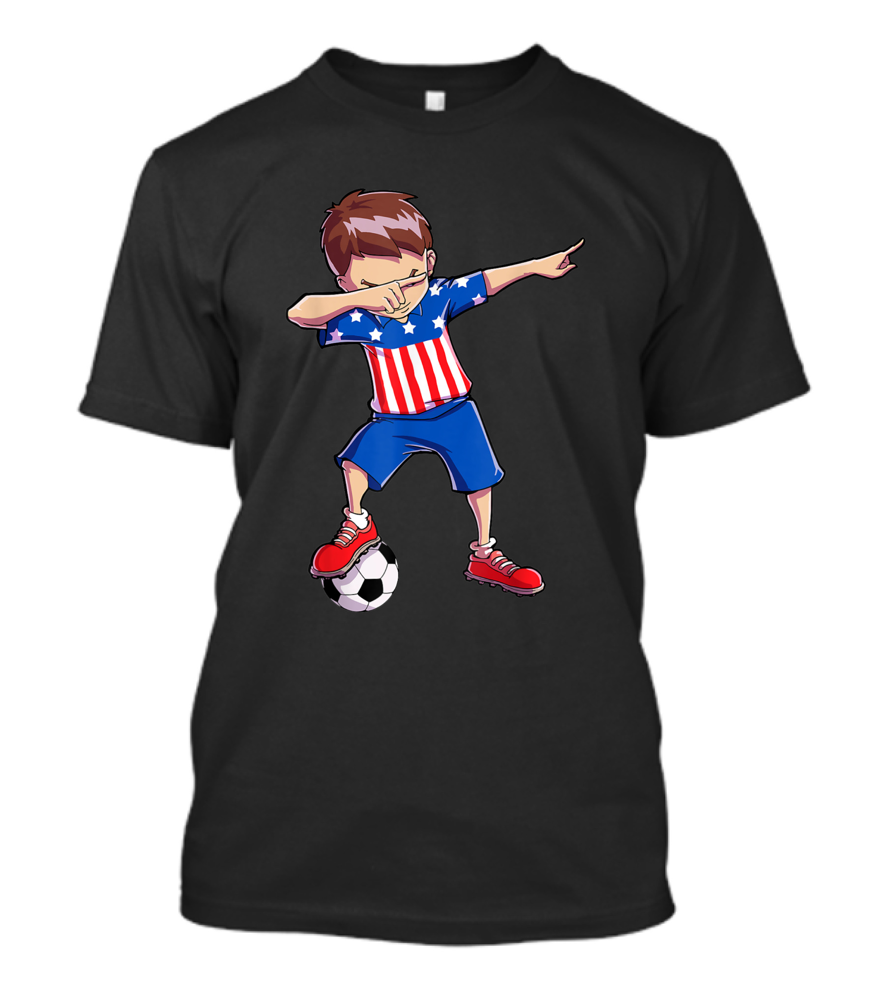 Dabbing Soccer Player 4th Of July USA American Flag T-Shirt
