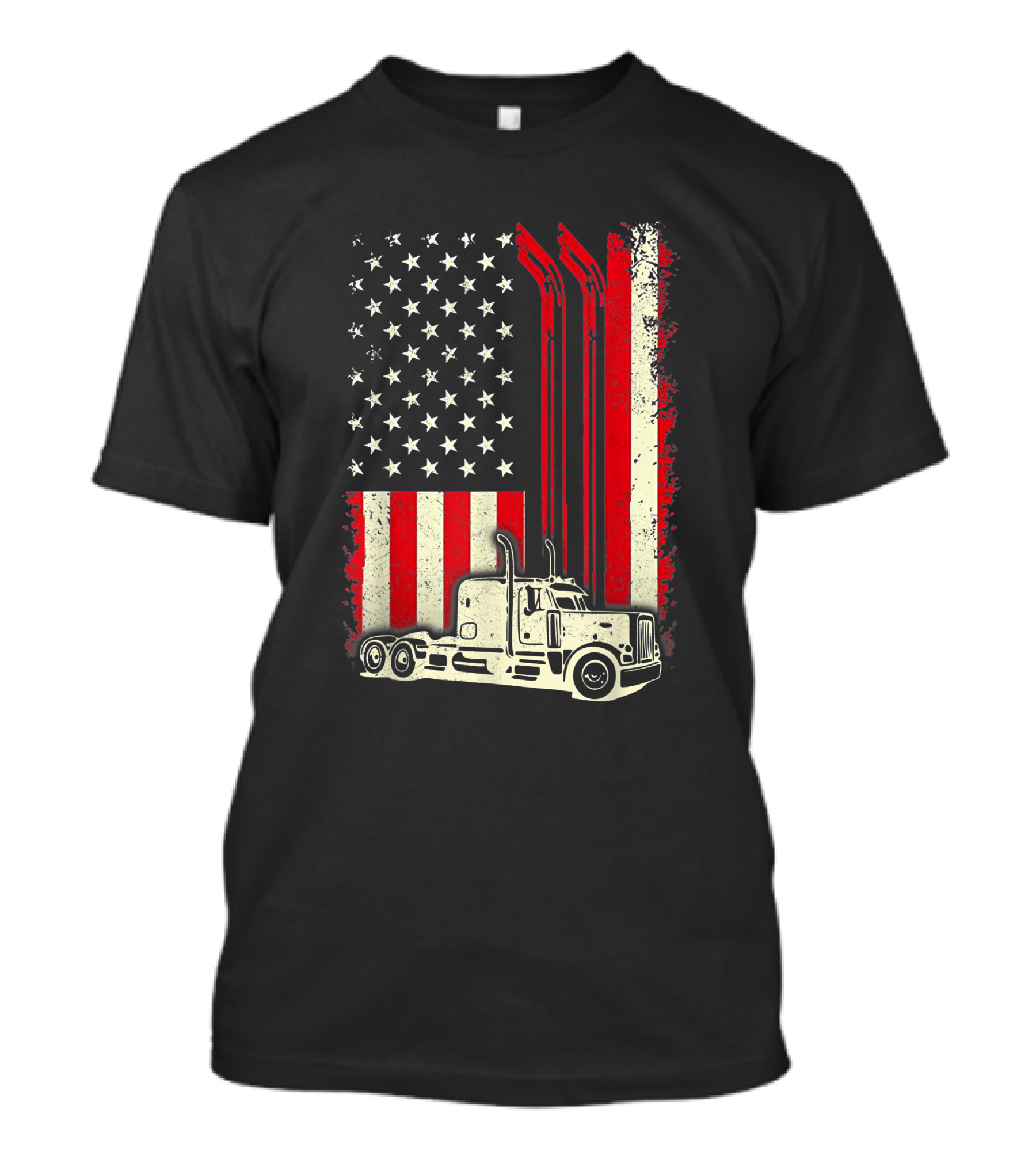 American Flag Big Rig Truck Patriotic T-Shirt