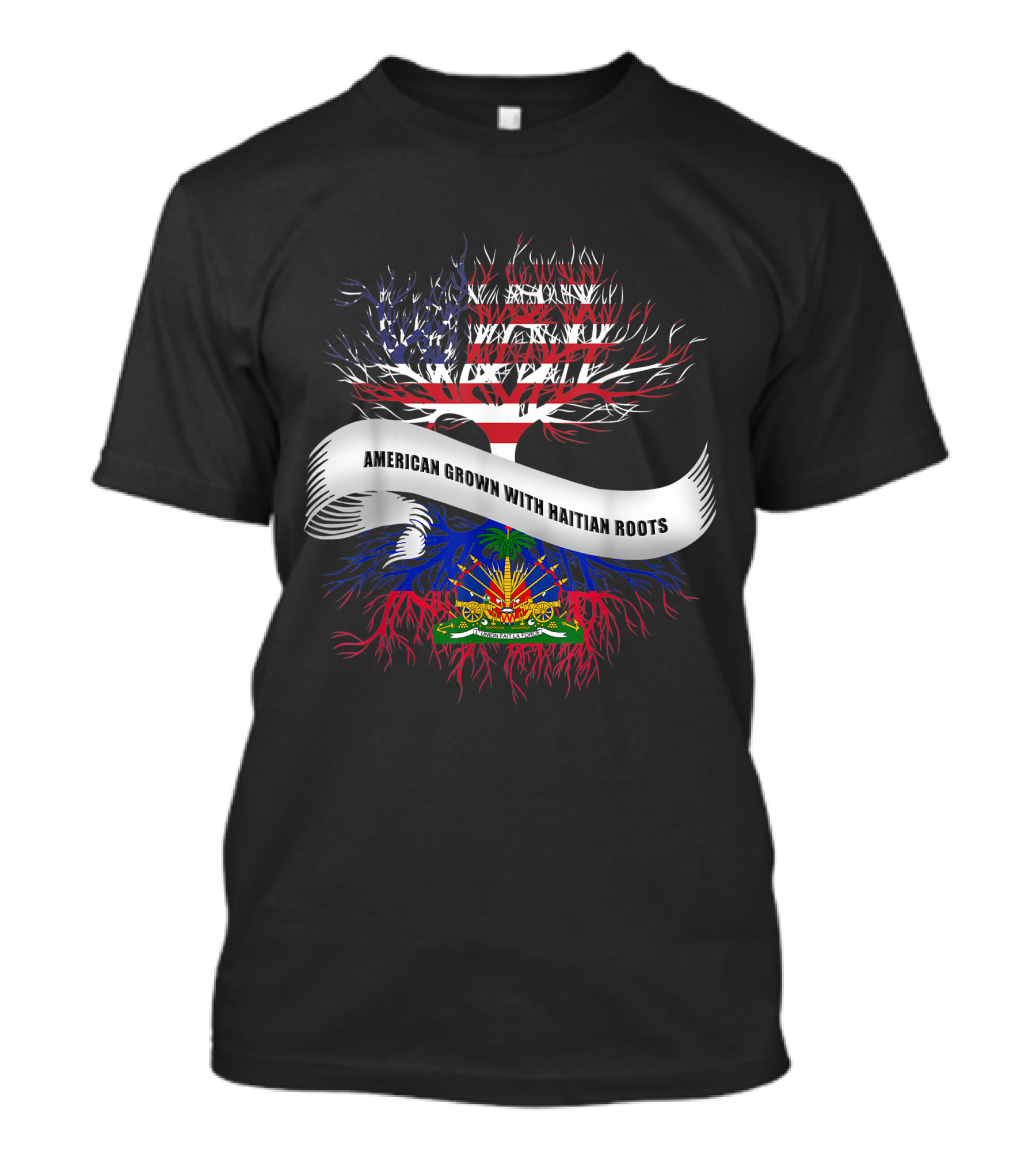 American Grown With Haitian Roots Flag Tree T-Shirt