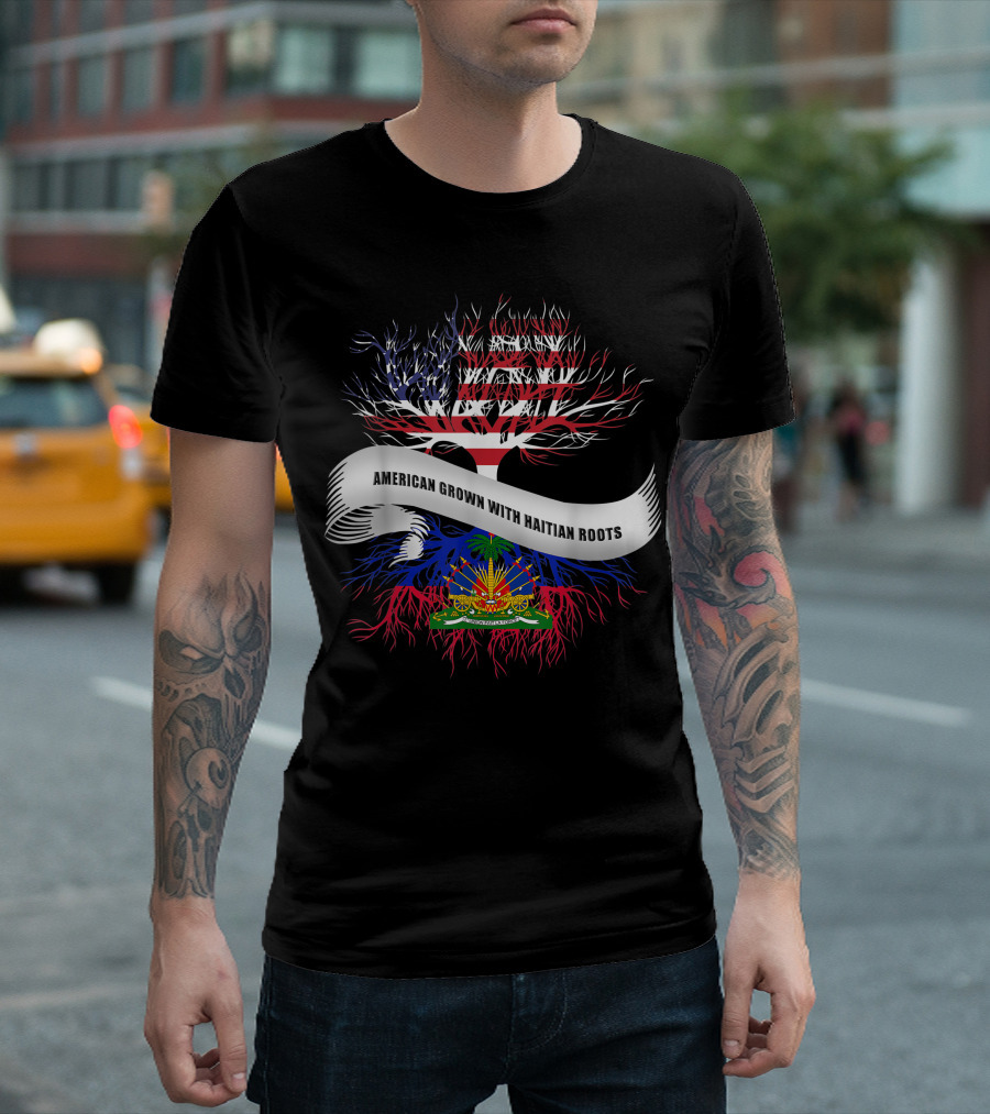 American Grown With Haitian Roots Flag Tree T-Shirt